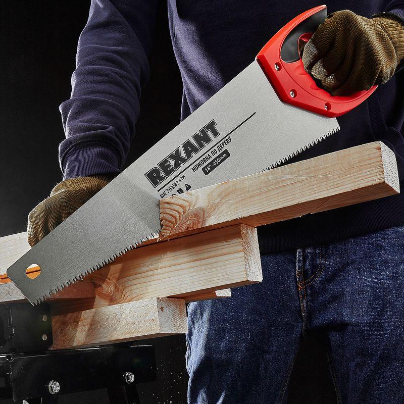 Ножовка по дереву "Зубец" 450мм 7-8 TPI каленый зуб 2D двухкомпонентн. рукоятка Rexant 12-8214