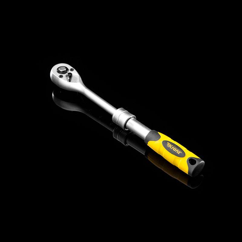Ключ телескопический трещоточный 1/4 162-210мм CrV двухкомпонентная рукоятка Kranz KR-12-8413