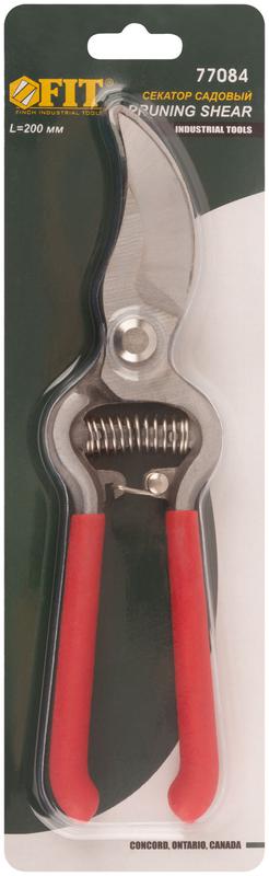Секатор "Стандарт" режущие кромки внахлест цельнокованый ПВХ покрытие ручек 200мм FIT 77084