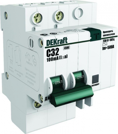 Выключатель автоматический дифференциального тока 2п C 40А 30мА тип AC ДИФ-101 со встроен. защит. от сверхтоков DEKraft 15161DEK
